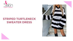 Striped Turtleneck Sweater Dress by@Outfy