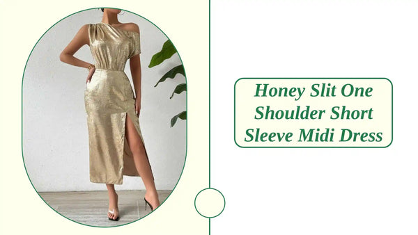 Honey Slit One Shoulder Short Sleeve Midi Dress by@Outfy
