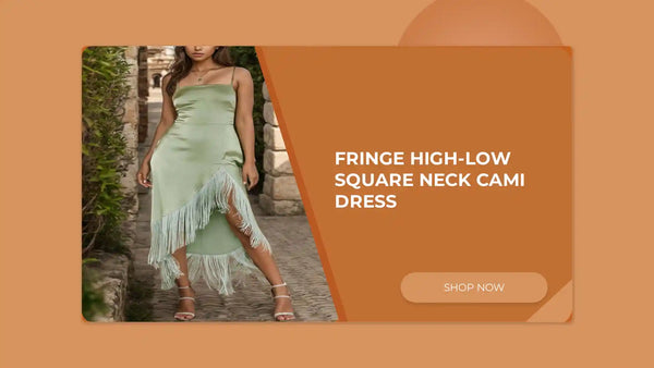 Fringe High-Low Square Neck Cami Dress by@Outfy