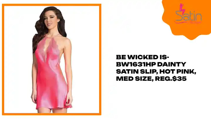 Be Wicked IS-BW1631HP Dainty Satin Slip, Hot Pink, Med Size, Reg.$35 by@Outfy