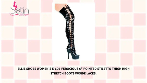 Дамски ботуши Ellie Shoes E-609-Ferocious 6" с остри стилети и високи еластични връзки отстрани. от @Outfy