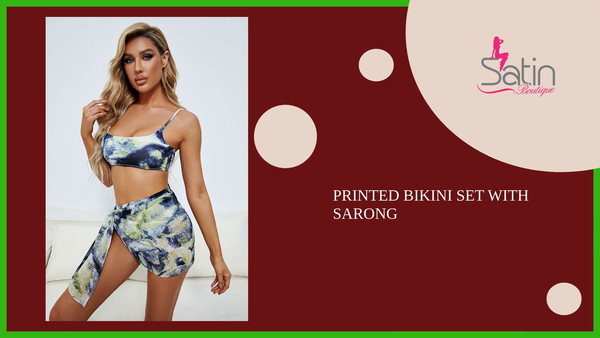 Printed Bikini Set with Sarong by@Outfy