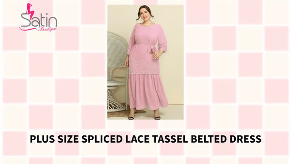 Plus Size Spliced Lace Tassel Belted Dress by@Outfy