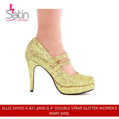 Дамски обувки Ellie Shoes E-421-Jane-G 4" с двойна каишка и блясък, модел Mary Jane. от @Outfy