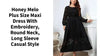 Honey Melo Plus Size Maxi Dress with Embroidery, Round Neck, Long Sleeve Casual Style by@Outfy