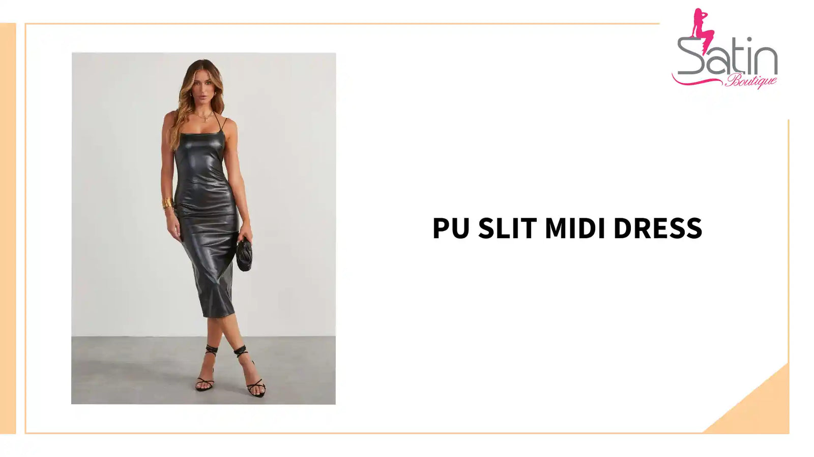 PU Slit Midi Dress by@Outfy