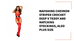 Ravishing Chevron striped crochet deep V teddy and matching stockings, Also Plus size by@Outfy
