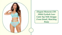 Elegant Moments EM-30064 Eyelash lace cami top with strappy front detail, matching panty by@Outfy