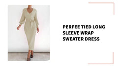 Perfee Tied Long Sleeve Wrap Sweater Dress by@Outfy