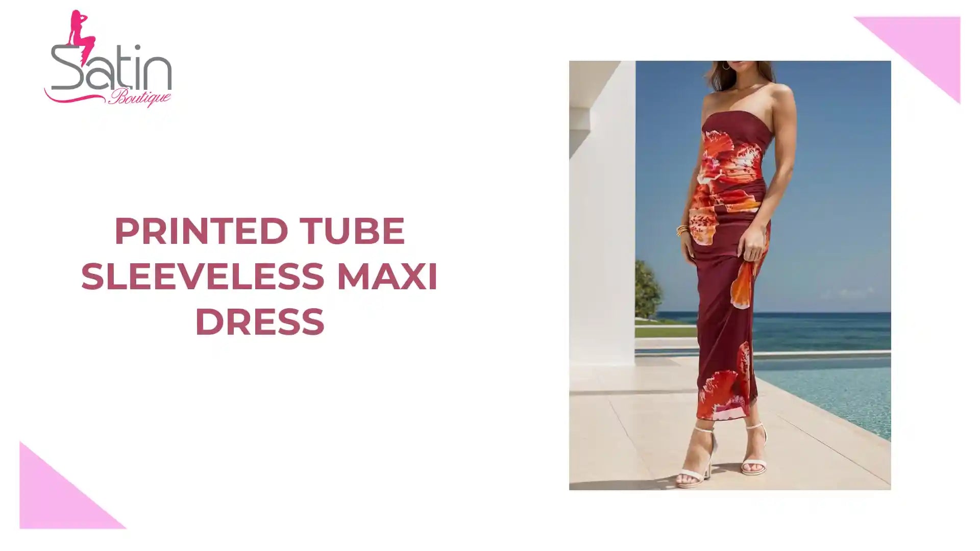 Printed Tube Sleeveless Maxi Dress by@Outfy