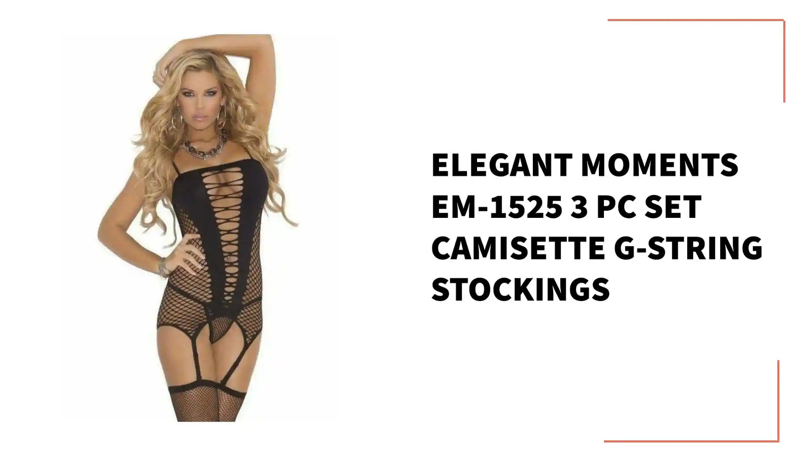 Elegant Moments EM-1525 3 Pc Set Camisette G-string Stockings by@Outfy