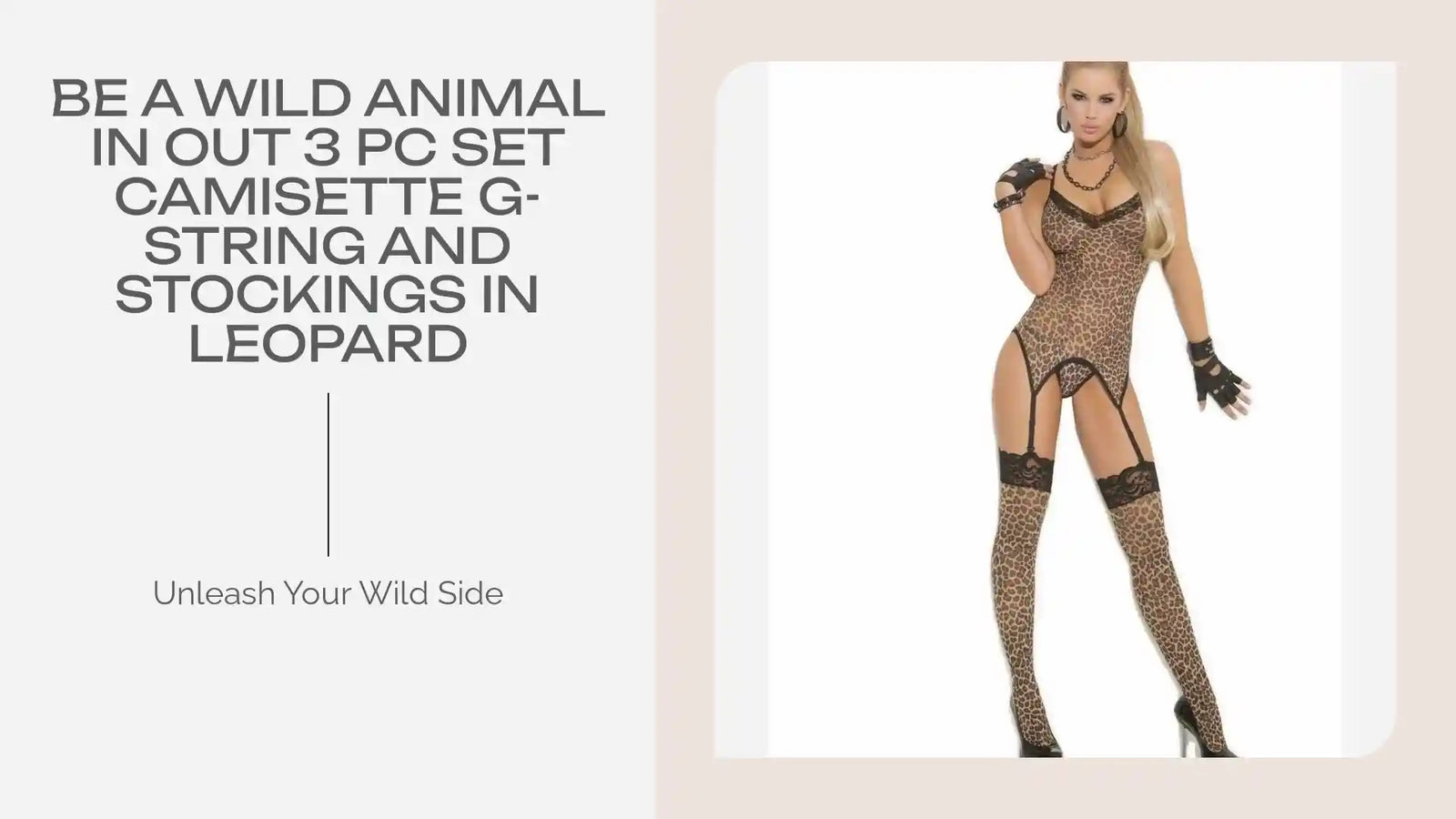 Be a wild animal in out 3 PC Set Camisette G-string and Stockings in Leopard by@Outfy