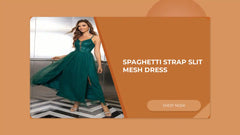 Spaghetti Strap Slit Mesh Dress by@Outfy