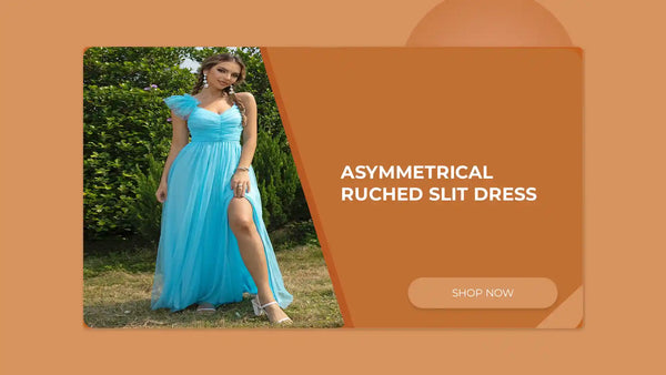 Asymmetrical Ruched Slit Dress by@Outfy