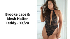Brooke Lace &amp; Mesh Halter Teddy - 1X/2X by@Outfy