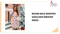 Round Neck Dropped Shoulder Sweater Dress by@Outfy