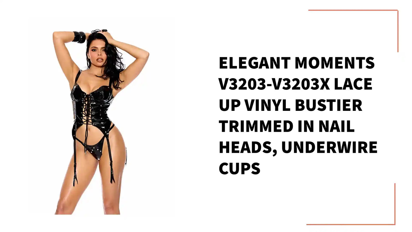 Elegant Moments V3203-V3203X Lace up vinyl bustier trimmed in nail heads, underwire cups by@Outfy