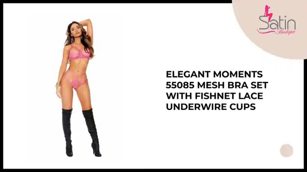 Elegant Moments 55085 Mesh bra Set with fishnet lace underwire cups by@Outfy