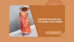 Printed Sleeveless Tie Waist Maxi Dress by@Outfy