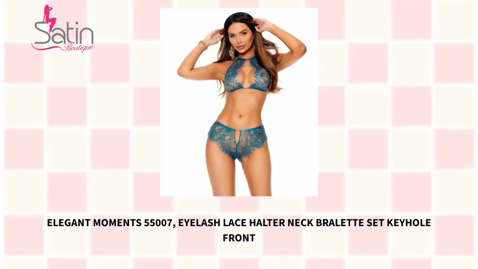 Elegant Moments 55007, Eyelash lace halter neck bralette set keyhole front by@Outfy