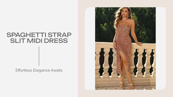 Spaghetti Strap Slit Midi Dress by@Outfy