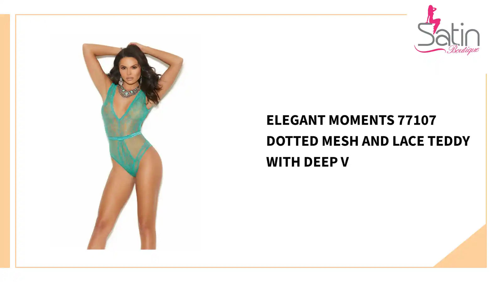 Elegant Moments 77107 Dotted mesh and lace teddy with deep V by@Outfy