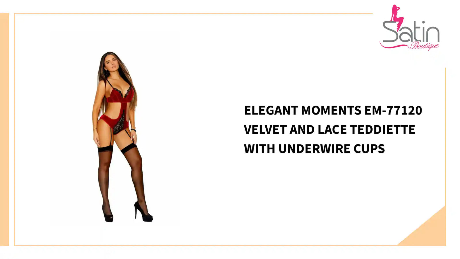 Elegant Moments EM-77120 Velvet and lace teddiette with underwire cups by@Outfy