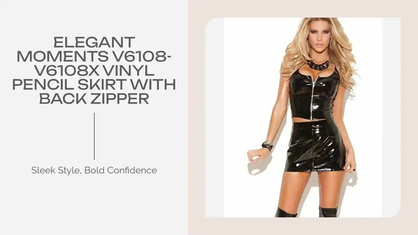 Елегантни моменти V6108-V6108X Винилова пола-молив с цип заден от @Outfy