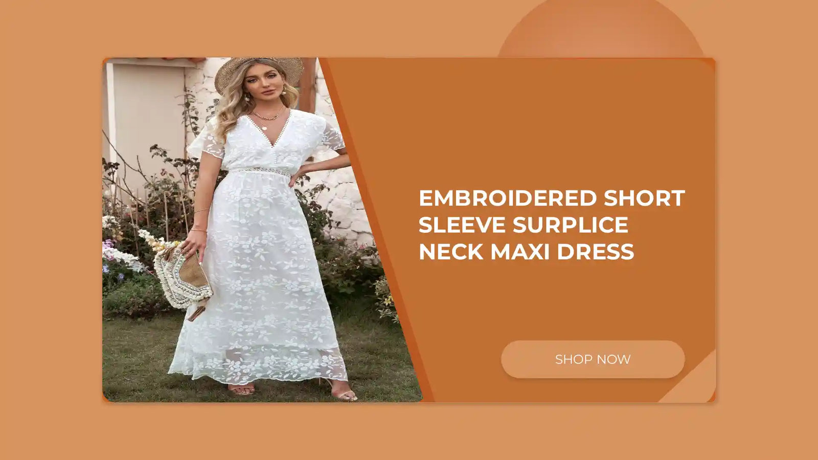 Embroidered Short Sleeve Surplice Neck Maxi Dress by@Outfy