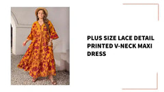 Plus Size Lace Detail Printed V-Neck Maxi Dress by@Outfy