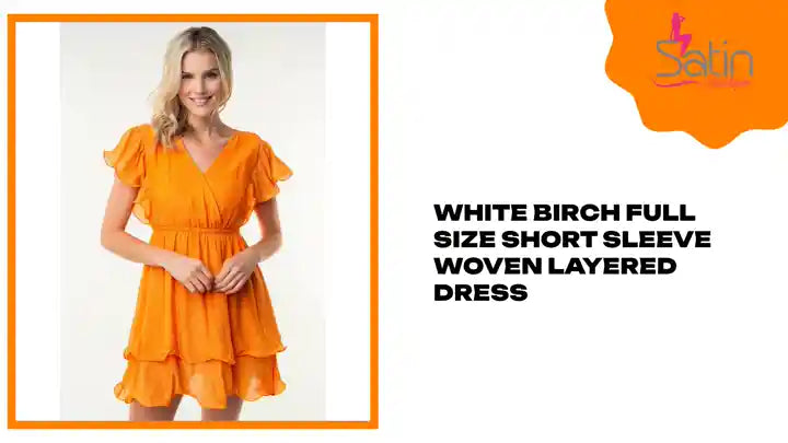 White Birch Full Size Short Sleeve Woven Layered Dress by@Outfy