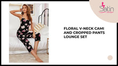 Floral V-Neck Cami and Cropped Pants Lounge Set by@Outfy