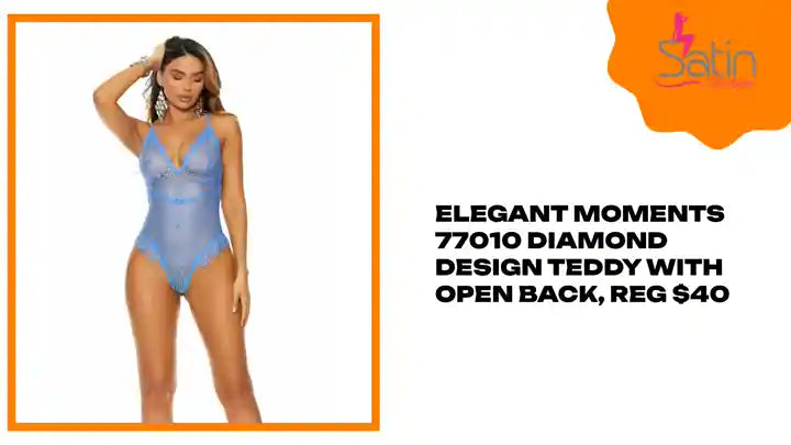 Elegant Moments 77010 Diamond design teddy with open back, Reg $40 by@Outfy