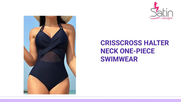 Crisscross Halter Neck One-Piece Swimwear by@Outfy