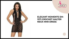 Elegant Moments EM-1371 Crochet halter neck mini dress by@Outfy