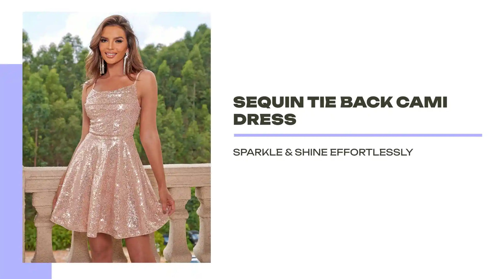 Sequin Tie Back Cami Dress by@Outfy