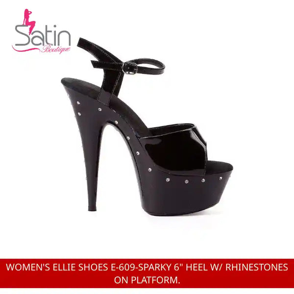 Women&#039;s Ellie Shoes E-609-Sparky 6&quot; Heel W/ Rhinestones On Platform. by@Outfy