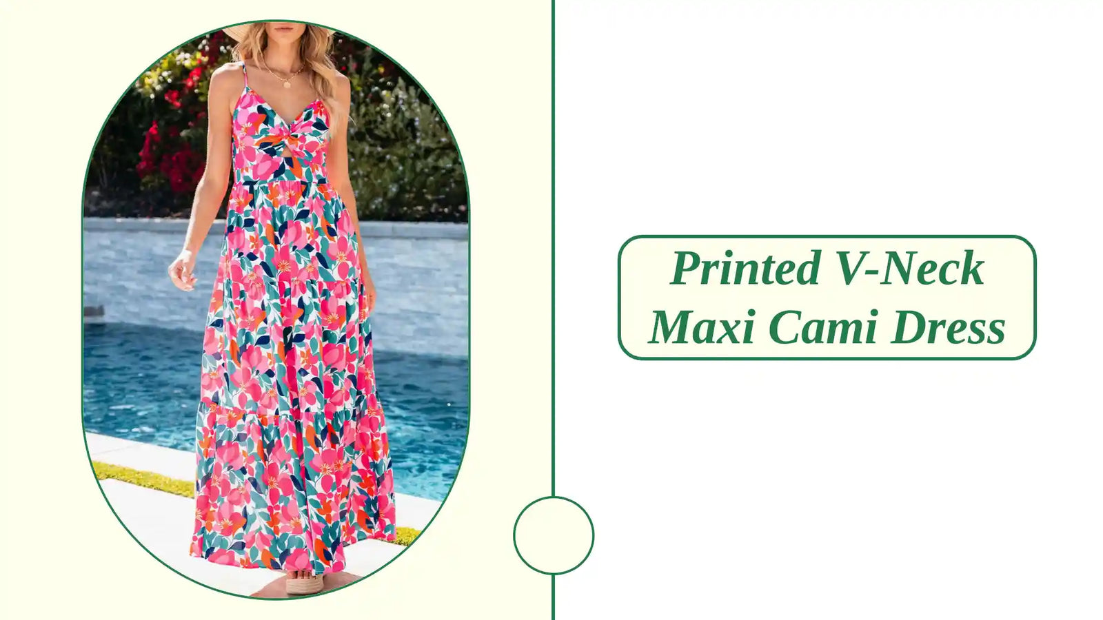 Printed V-Neck Maxi Cami Dress by@Outfy