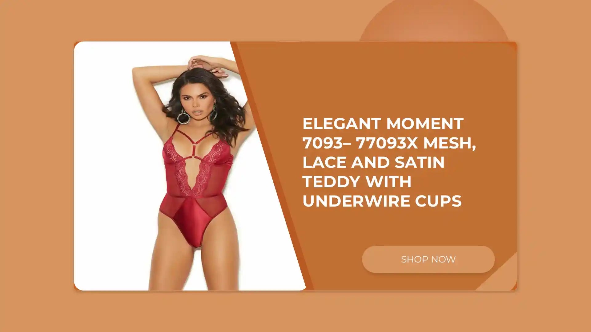 Elegant Moment 7093&ndash; 77093X Mesh, lace and satin teddy with underwire cups by@Outfy