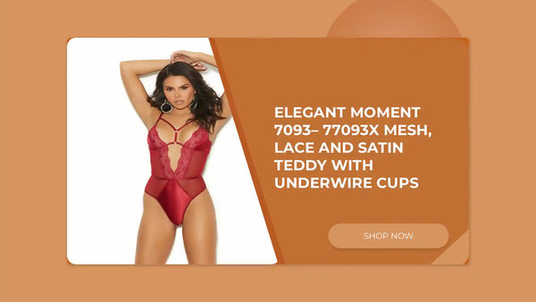 Elegant Moment 7093&ndash; 77093X Mesh, lace and satin teddy with underwire cups by@Outfy