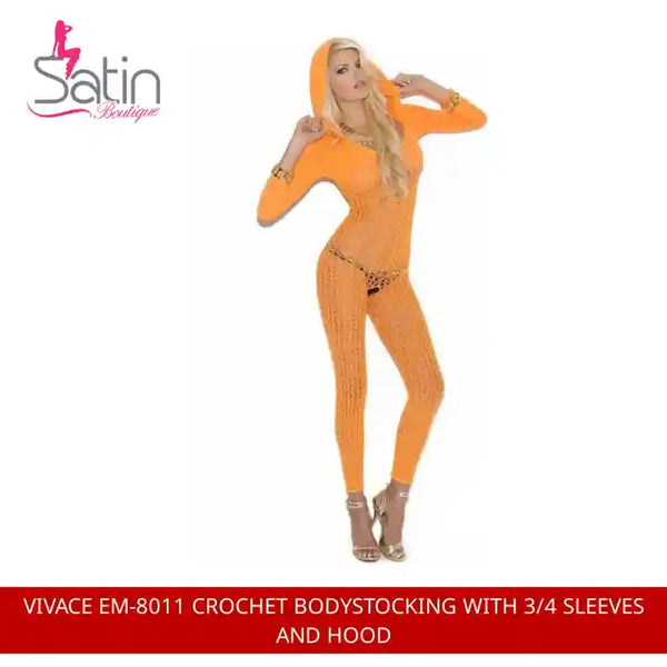 Vivace EM-8011 Crochet bodystocking with 3/4 sleeves and hood by@Outfy