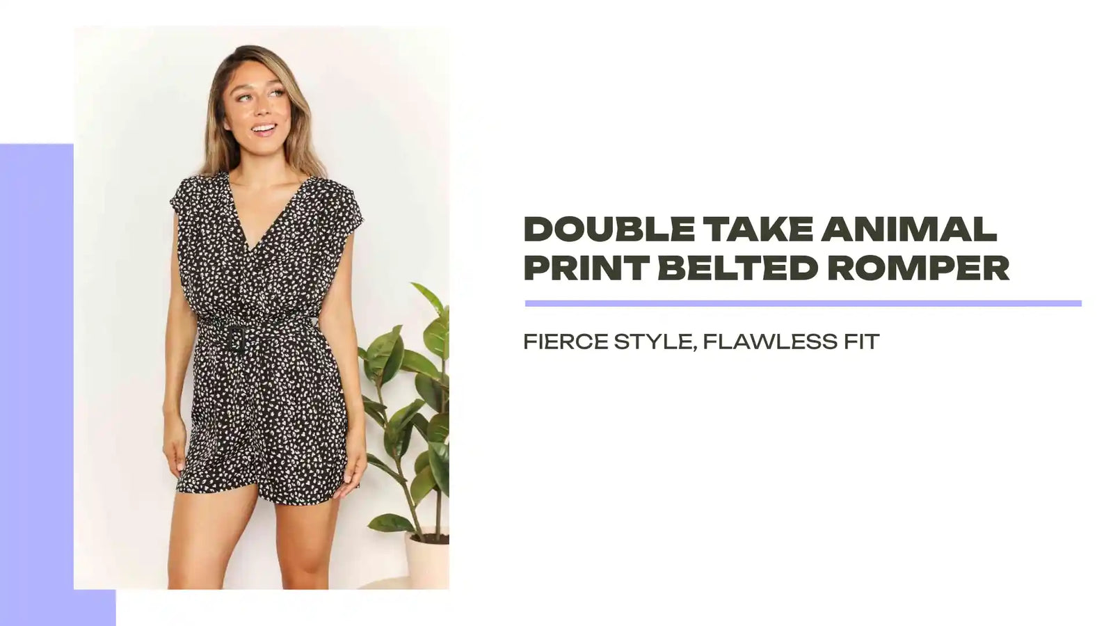 Double Take Animal Print Belted Romper by@Outfy