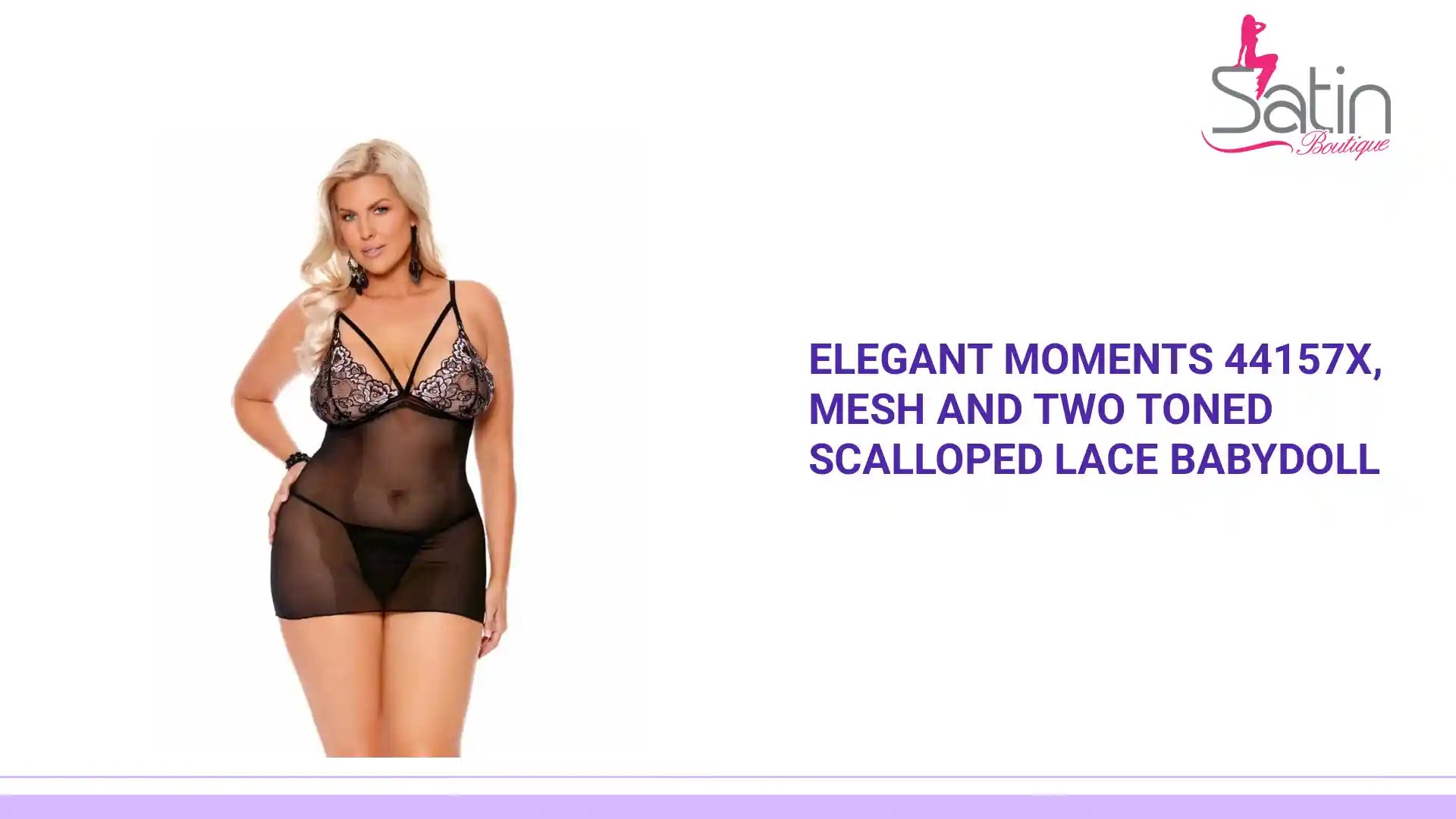 Elegant Moments 44157X, Mesh and two toned scalloped lace babydoll by@Outfy