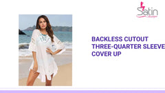 Backless Cutout Three-Quarter Sleeve Cover Up by@Outfy