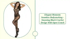 Elegant Moments Seamless Bodystocking - Stunning Black Crochet Design with Open Crotch by@Outfy