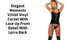 Elegant Moments V3160 Vinyl corset with lace up front detail with lycra back by@Outfy