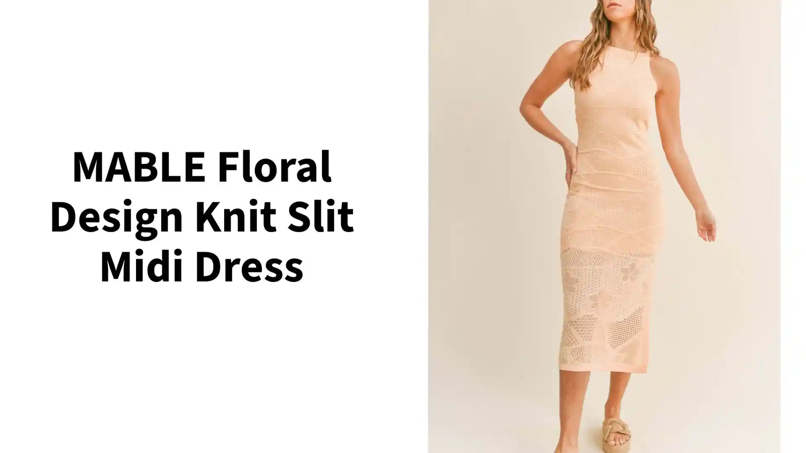 MABLE Floral Design Knit Slit Midi Dress by@Outfy