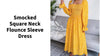 Smocked Square Neck Flounce Sleeve Dress by@Outfy