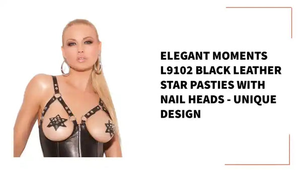 Elegant Moments L9102 Black Leather Star Pasties With Nail Heads - Unique Design by@Outfy