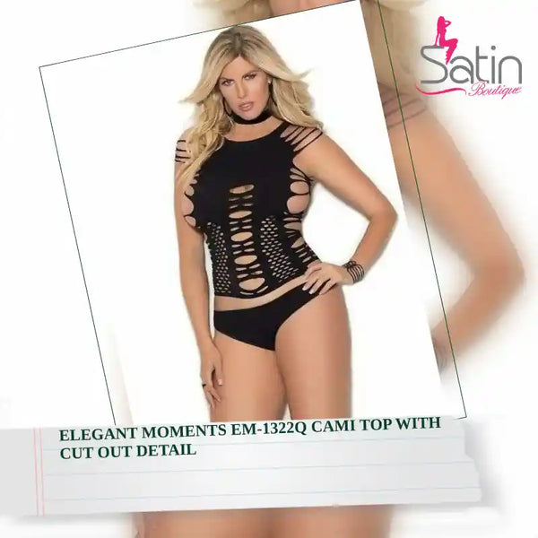 Elegant Moments EM-1322Q Cami top with cut out detail by@Outfy